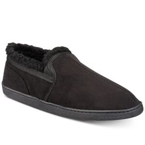 GOLD TOE Mens Black Fleece Lined Round Toe Slippers Shoes M 7-8